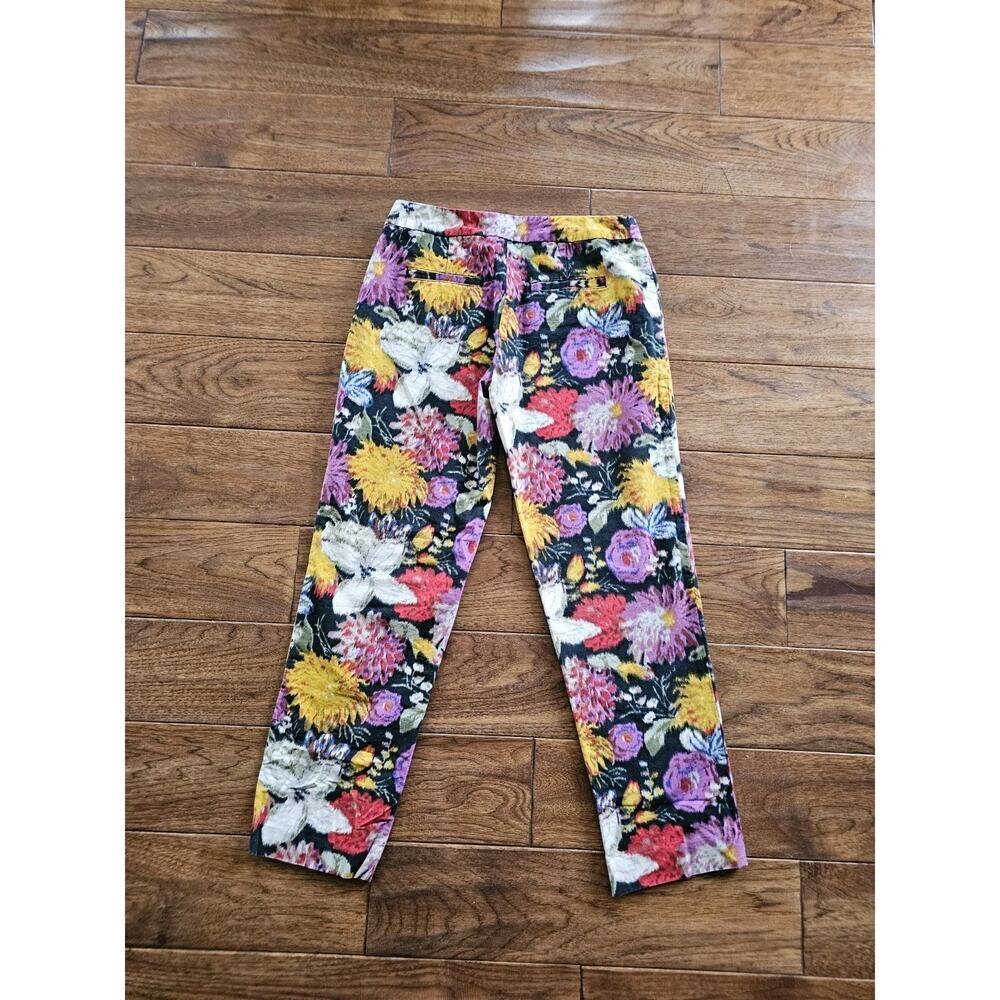 Anthropologie Elevenses Bold Floral Trousers Pants Size 0 Bohemian Boho Chic - Picture 5 of 5